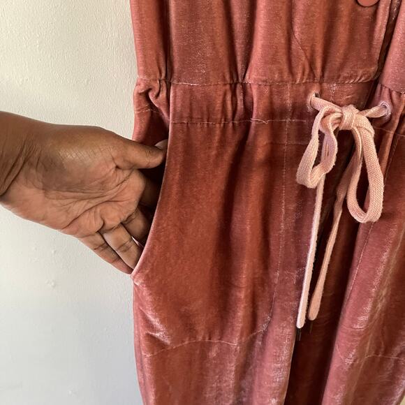 Rachel Antonoff Velvet Coveralls Jewelled Pink Drawstring Waist Womens X-Small - Picture 3 of 9